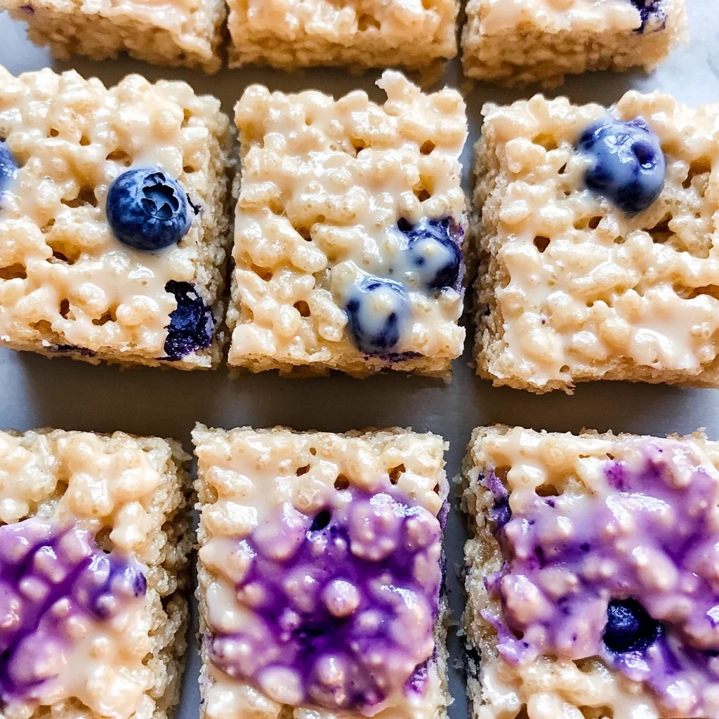 Blueberry Rice Krispies Treats with Vanilla Glaze