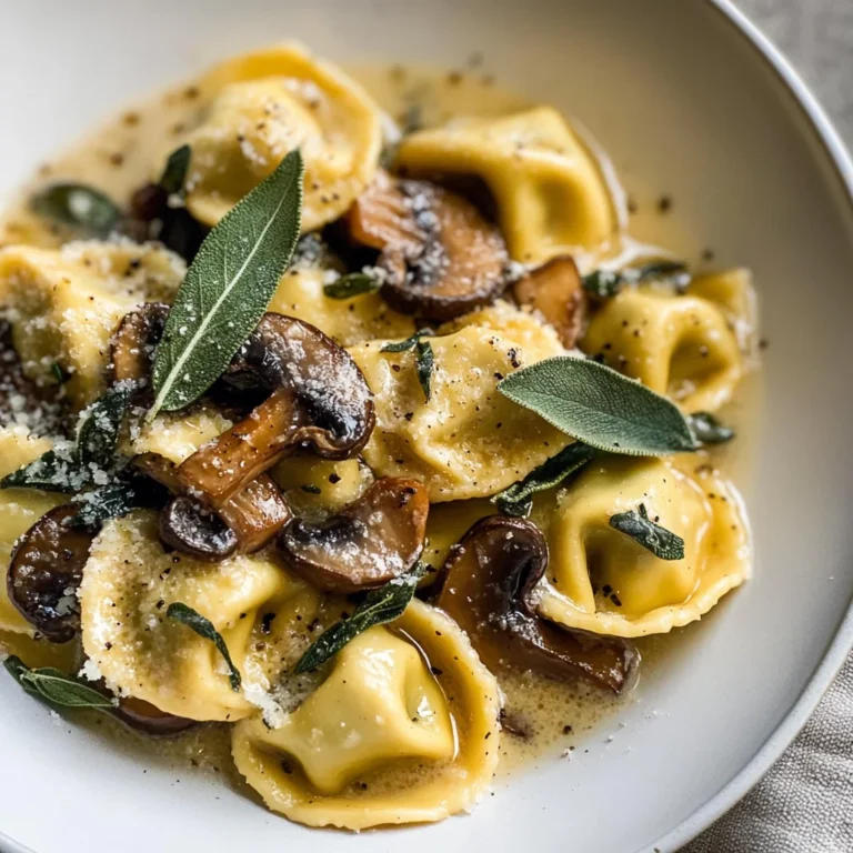 Cheese Tortellini with Butter, Mushrooms, and Crispy Sage