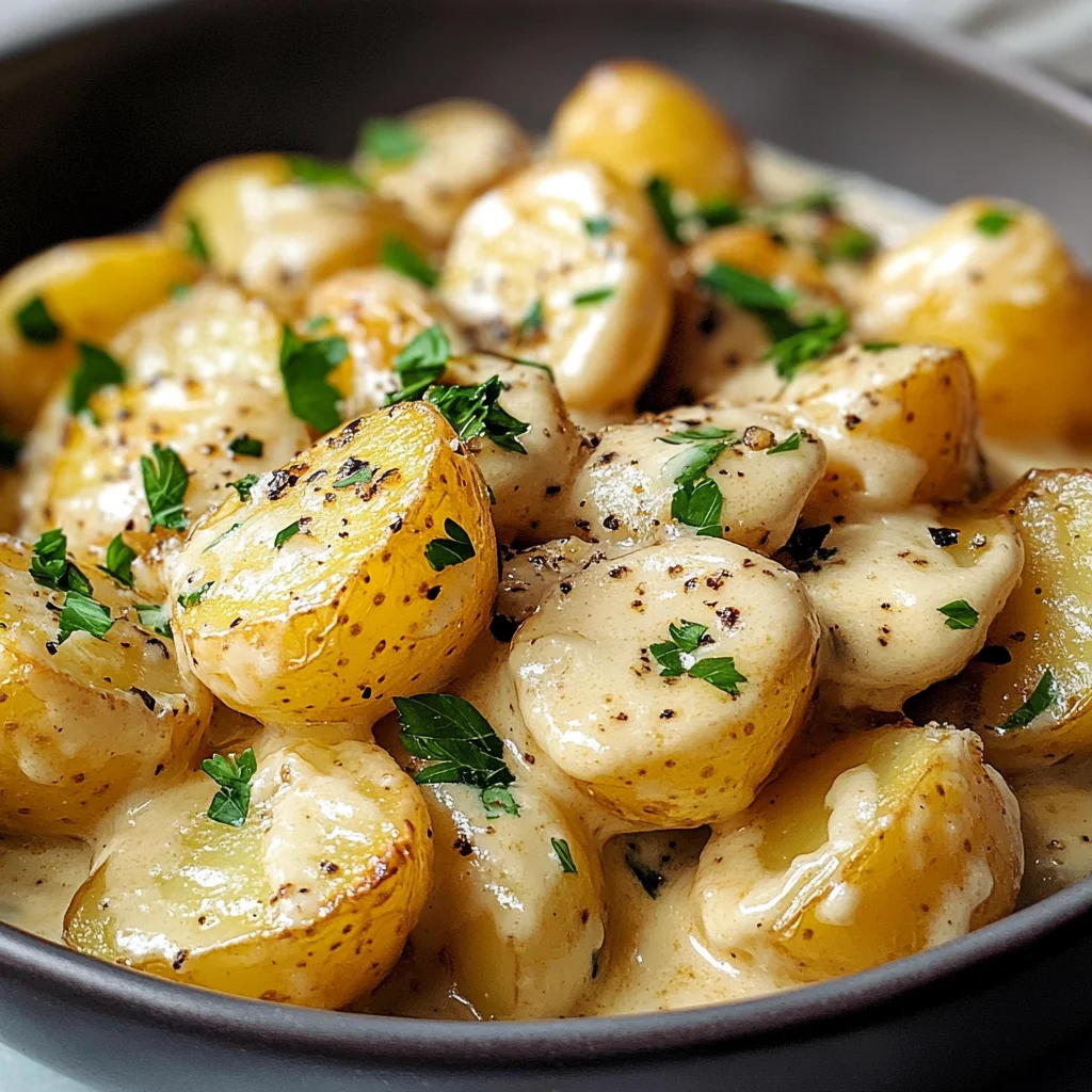 Creamy Garlic Baby Potatoes