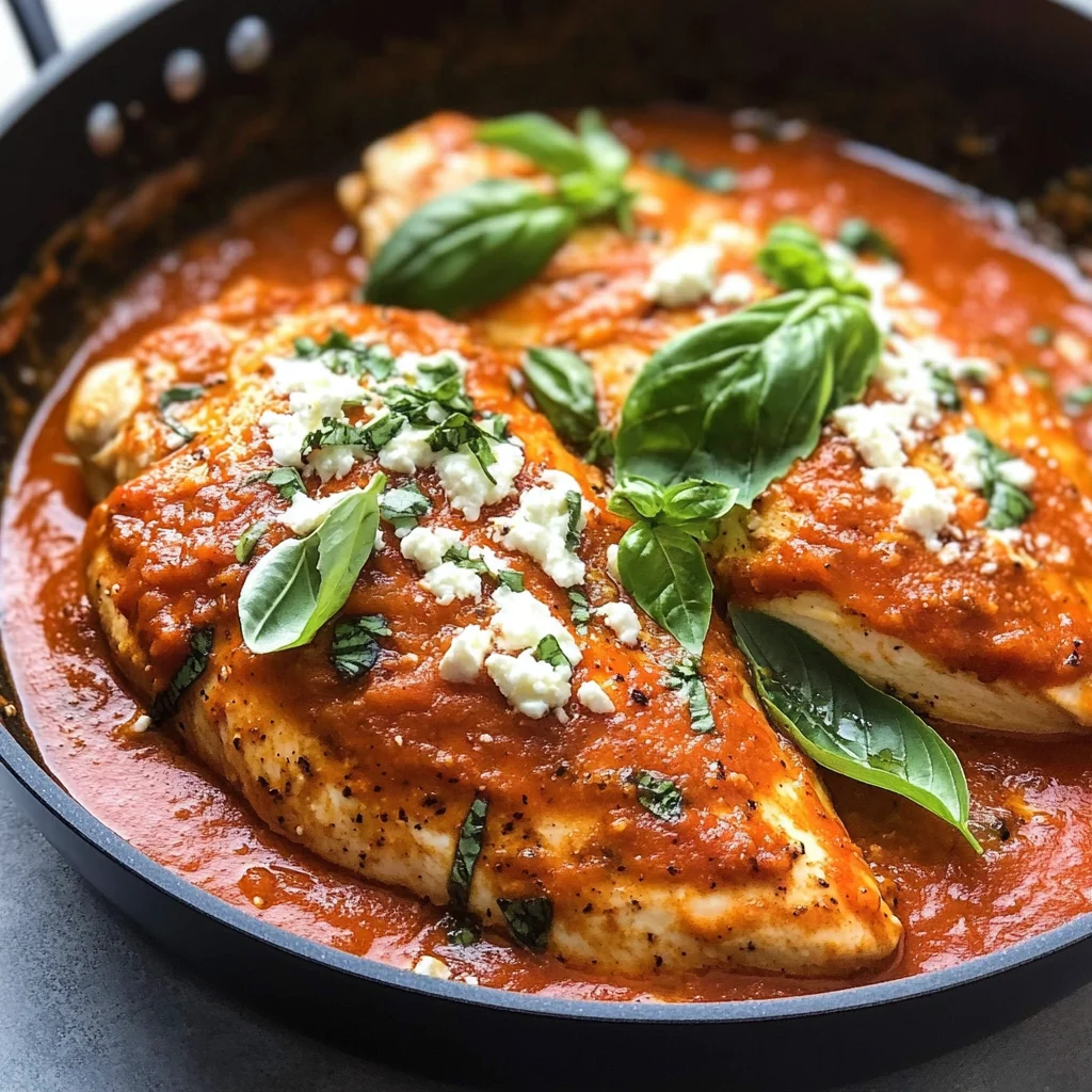 One Pan Mediterranean Chicken with Roasted Red Pepper Sauce