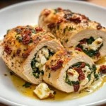 Rolled Up Chicken with Feta, Spinach, and Sun-Dried Tomatoes