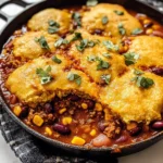 Skillet Chili Cornbread Pot Pie