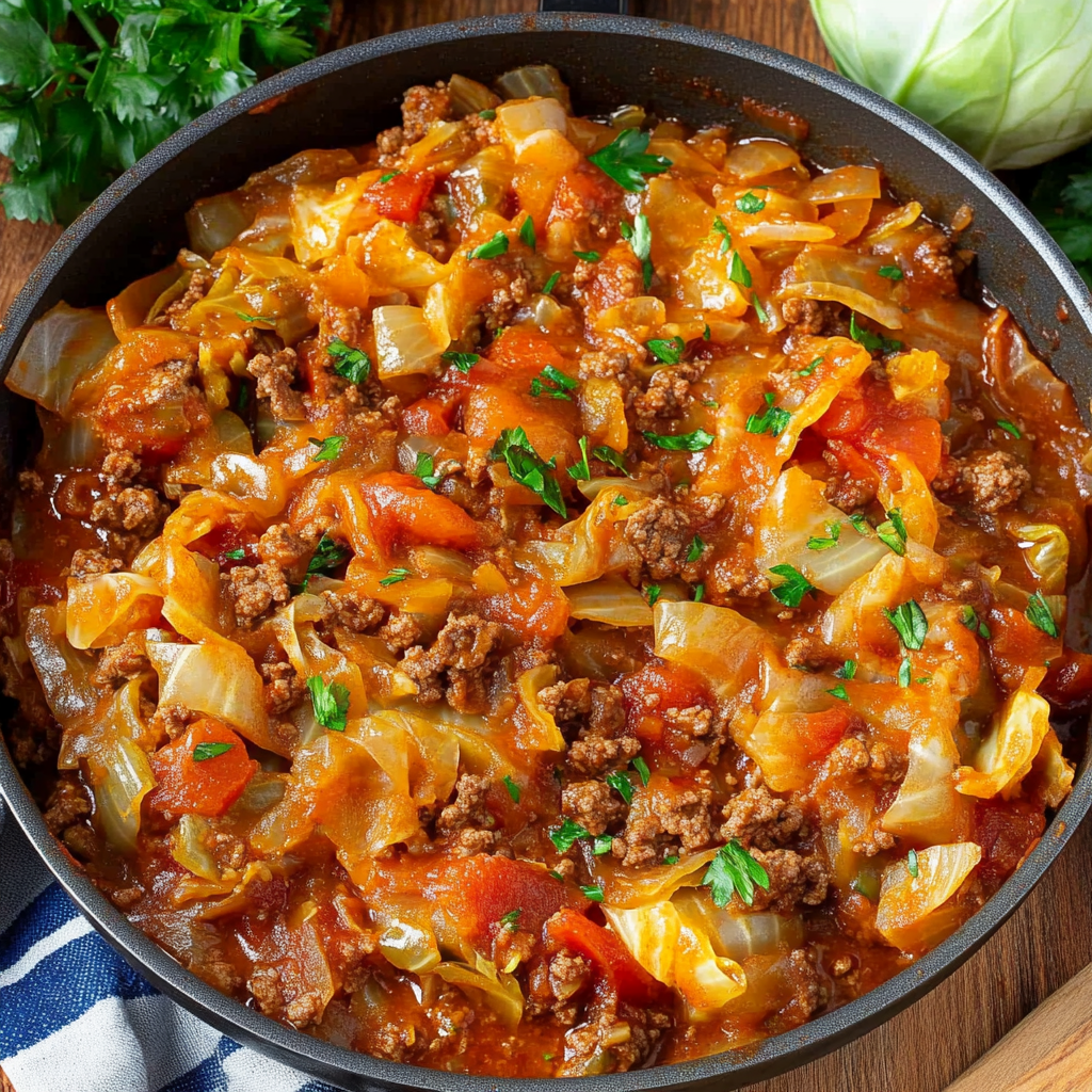 Cabbage Roll Skillet (Easy Keto Ground Beef Dinner Recipe)