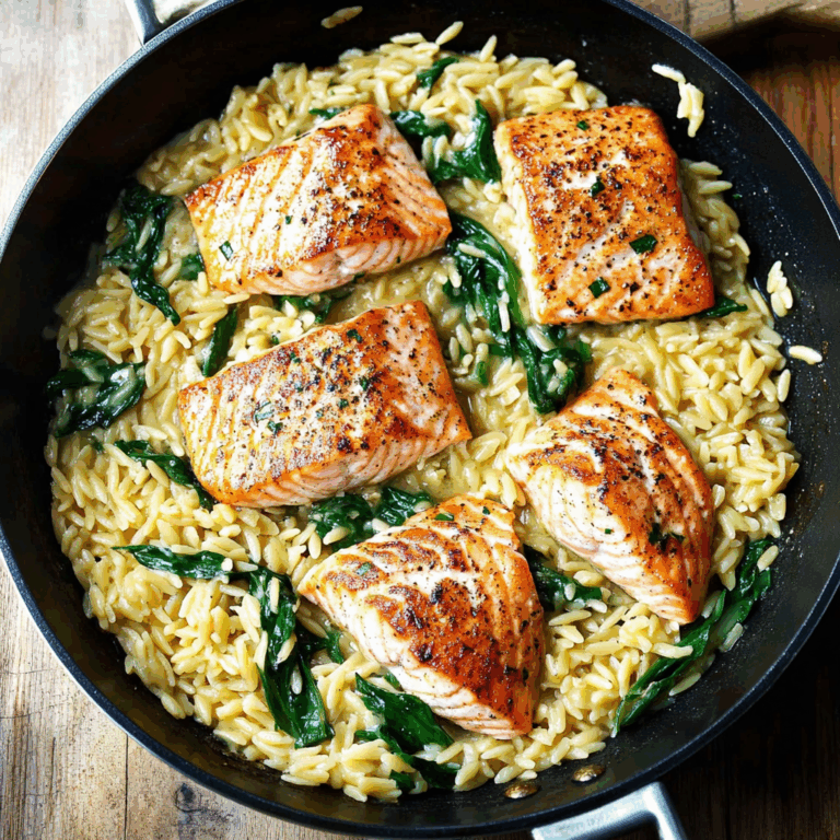 One Skillet Salmon with Lemon Orzo