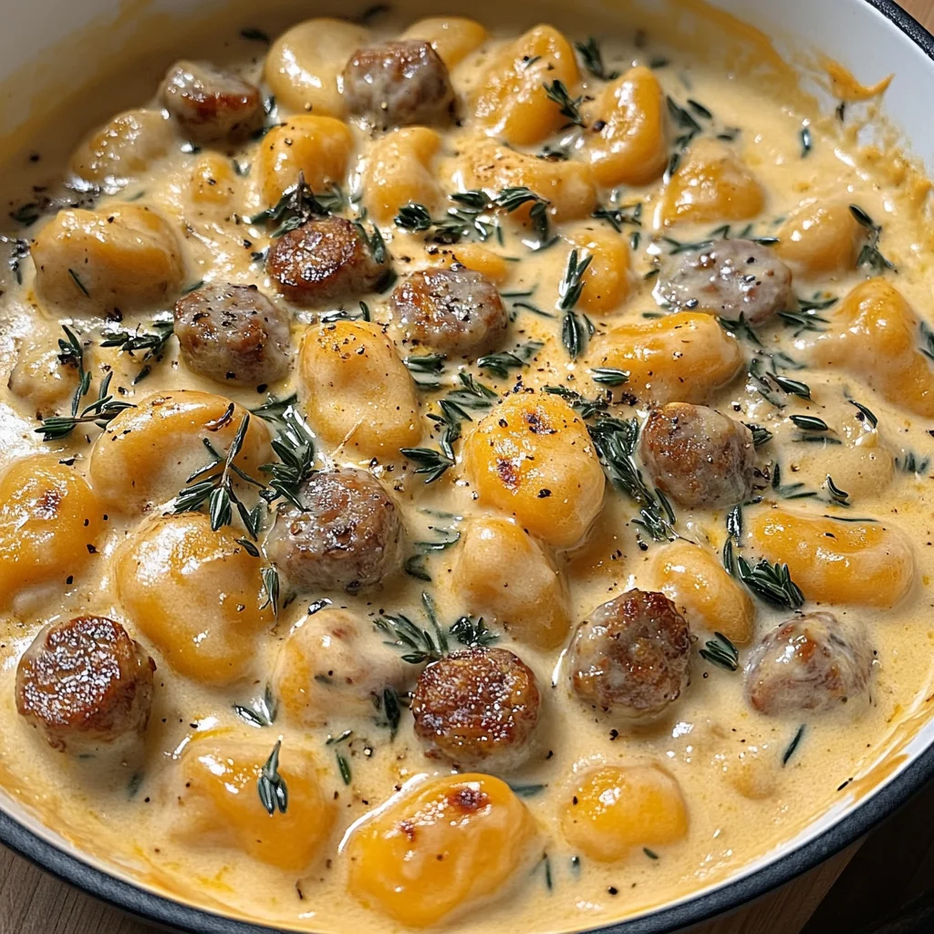 Creamy Butternut Squash Gnocchi with Sausage, Thyme, and Sage