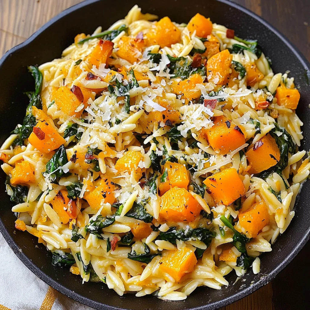 Creamy Orzo with Roasted Butternut Squash and Spinach