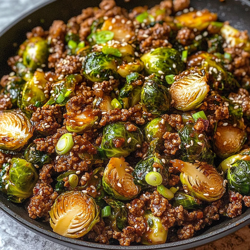 Ground Beef and Brussels Sprouts