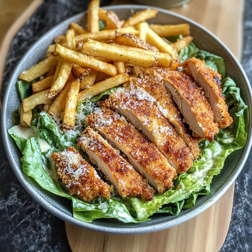 Healthy Chicken Caesar Salad with Fries