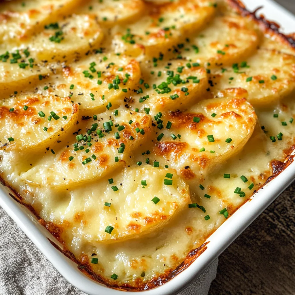 Roasted Garlic Potatoes au Gratin
