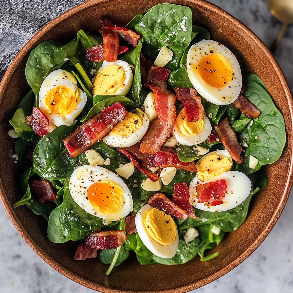 Spinach Salad with Bacon and Eggs