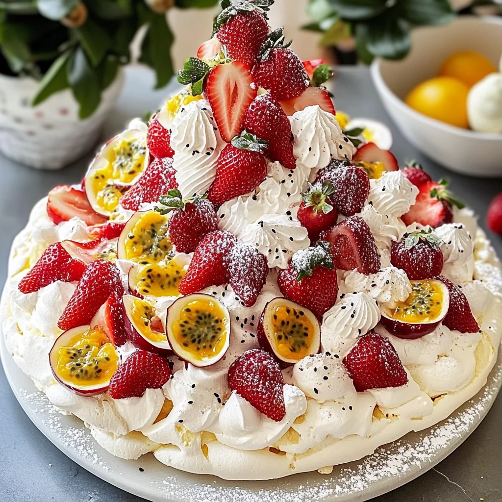 Festive Pavlova Tree: Strawberries & Passionfruit Magic