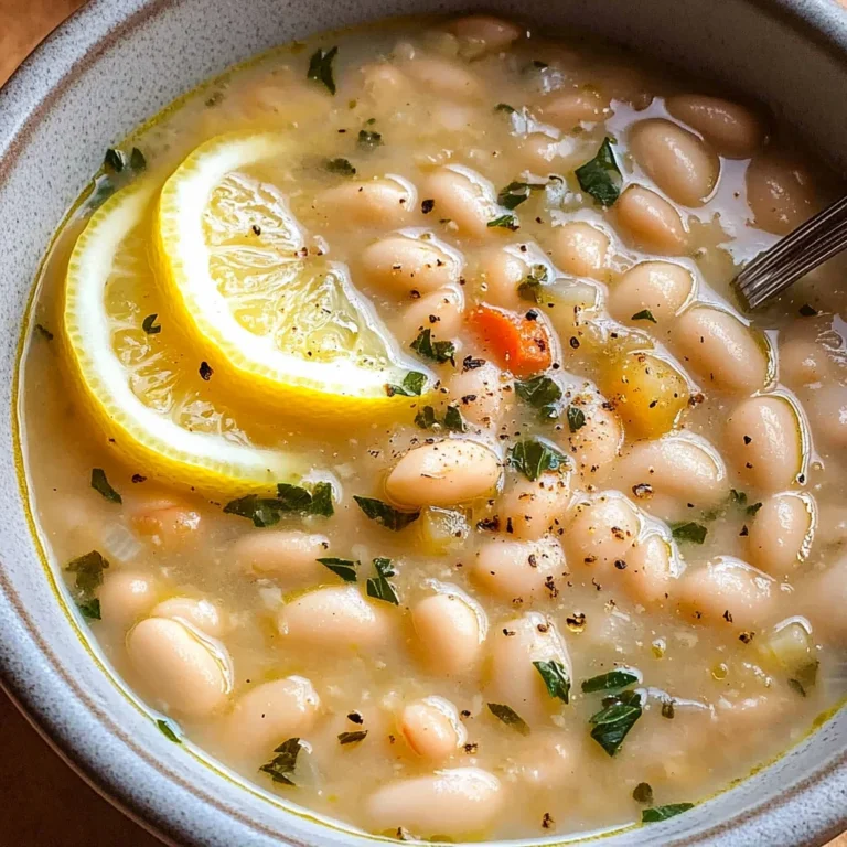 Greek White Bean Soup With Garlic & Lemon