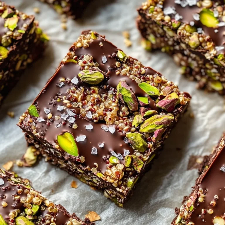 Salted Dark Chocolate Pistachio Quinoa Crunch Bars