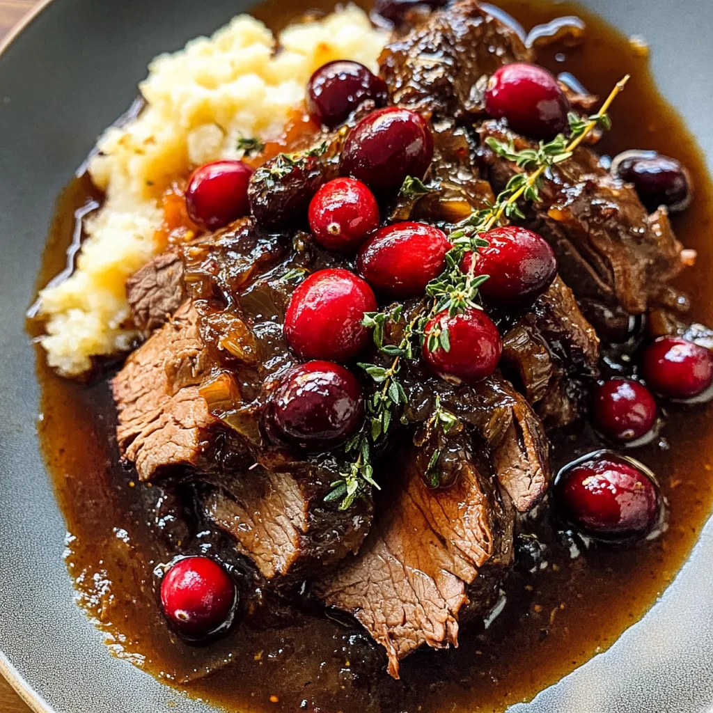 Slow-Braised Beef Roast with Cranberry Balsamic Glaze