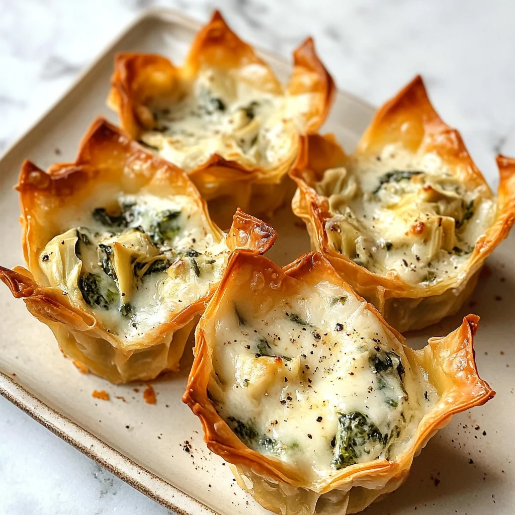 Spinach-Artichoke Dip Wonton Cups