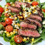 Balsamic Steak Gorgonzola Salad with Grilled Corn