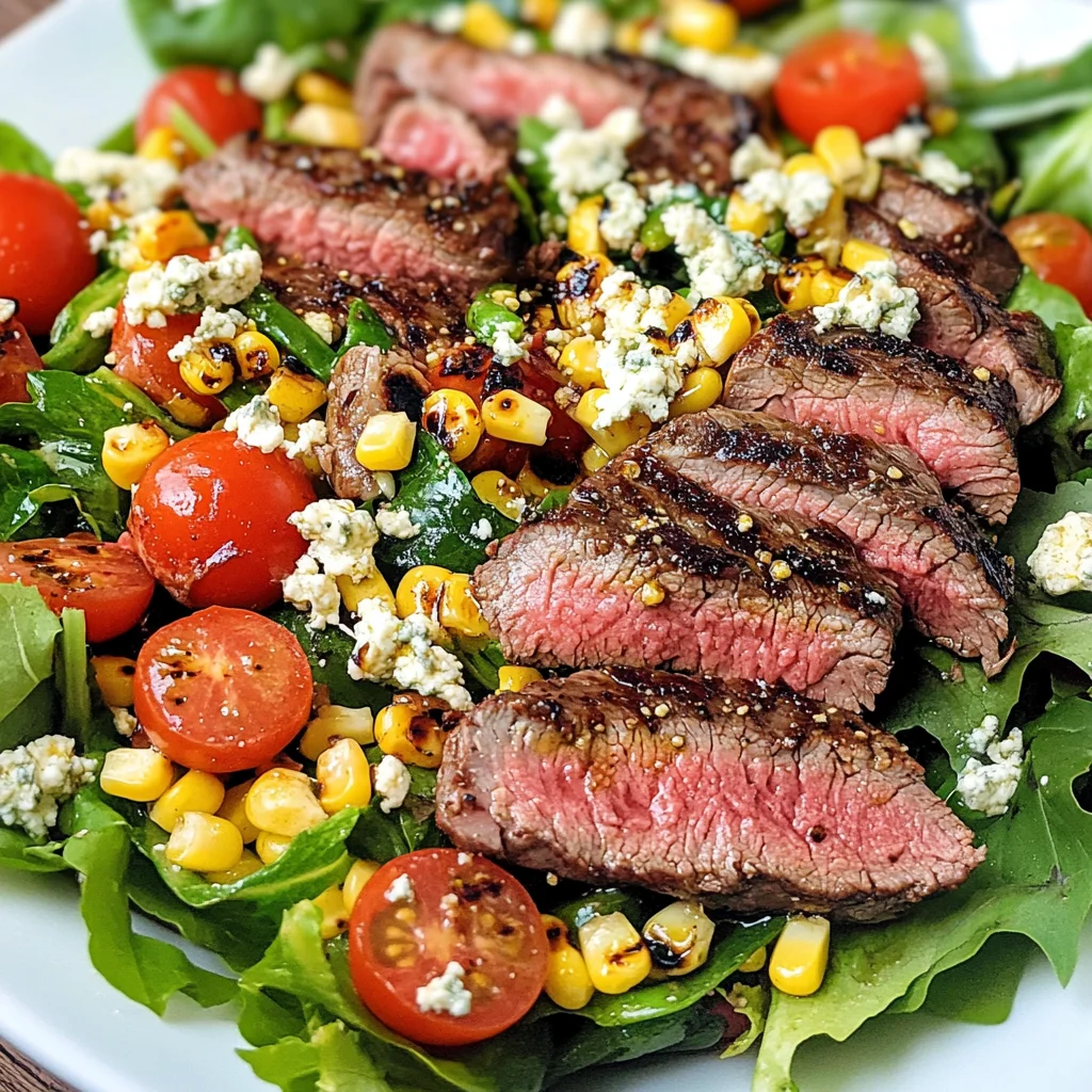 Balsamic Steak Gorgonzola Salad with Grilled Corn