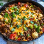 Cheesy Taco Ground Beef & Cauliflower Rice Skillet