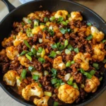 Crispy Chili Ground Beef and Cauliflower Skillet