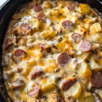 Crockpot Cheesy Potatoes and Kielbasa