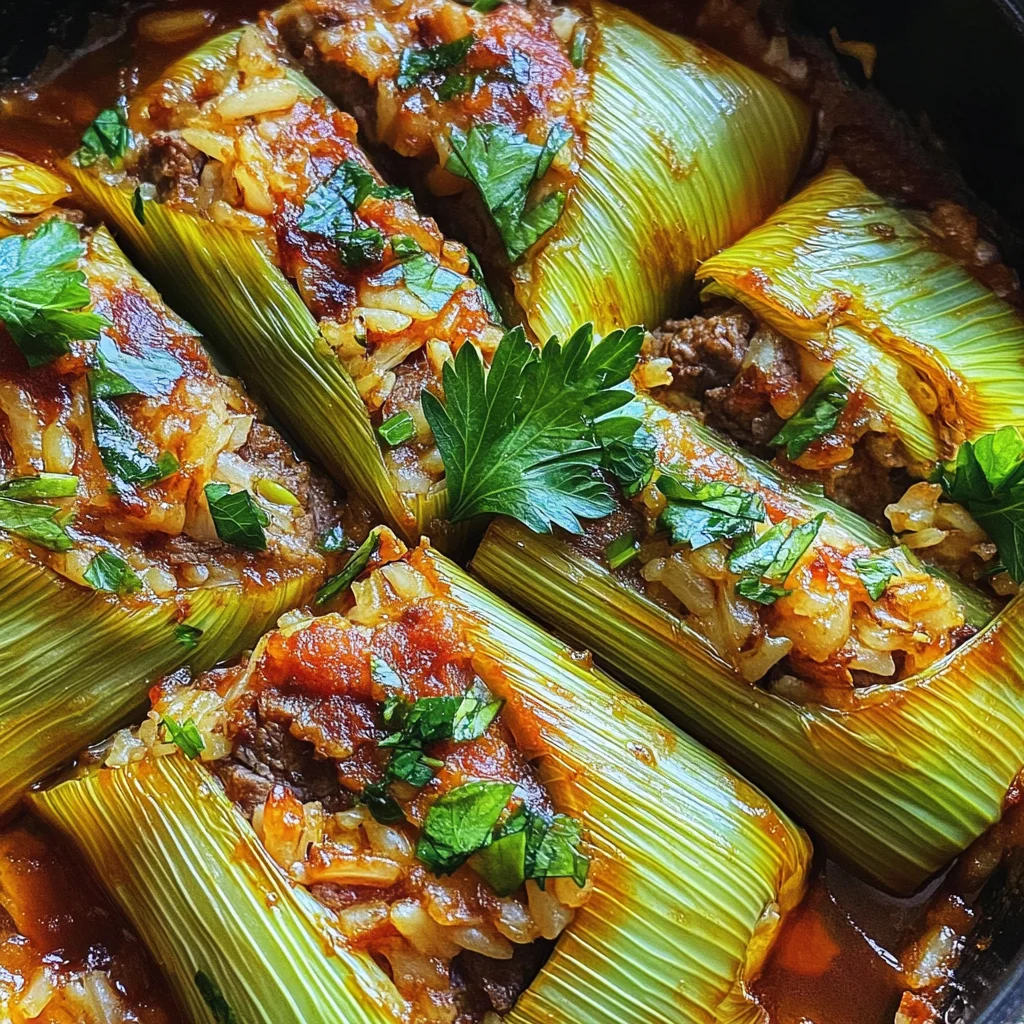 Elegant Stuffed Leeks with Rice and Beef