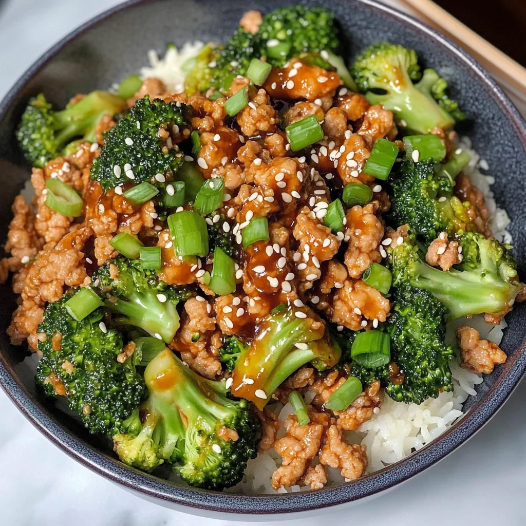 Honey Sriracha Ground Chicken and Broccoli