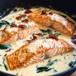 Tuscan Salmon with Parmesan Cream Sauce
