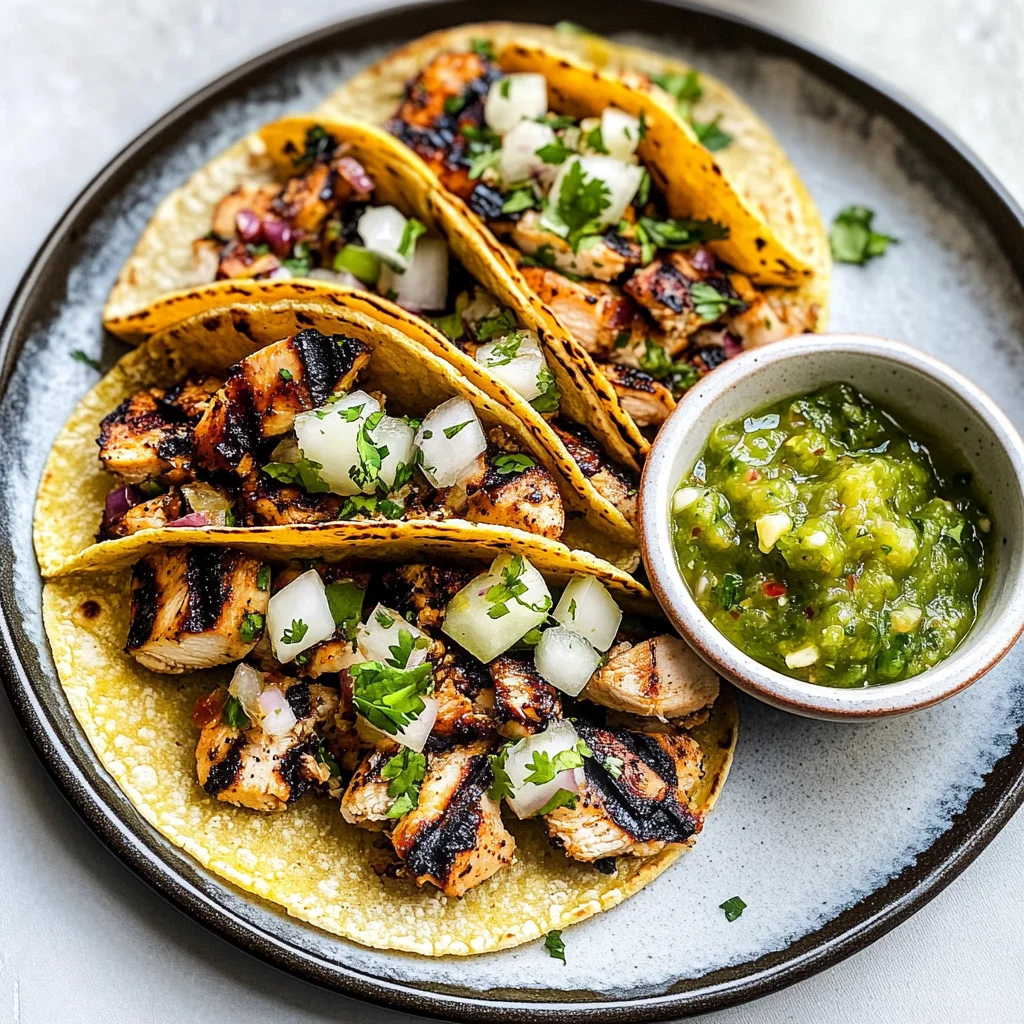 Charred Chile–Marinated Grilled Chicken Tacos