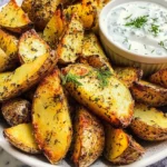 Greek Potato Wedges with Yogurt Sauce