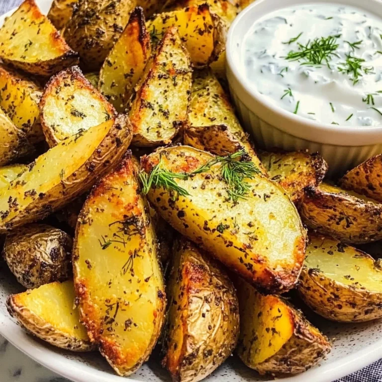 Greek Potato Wedges with Yogurt Sauce