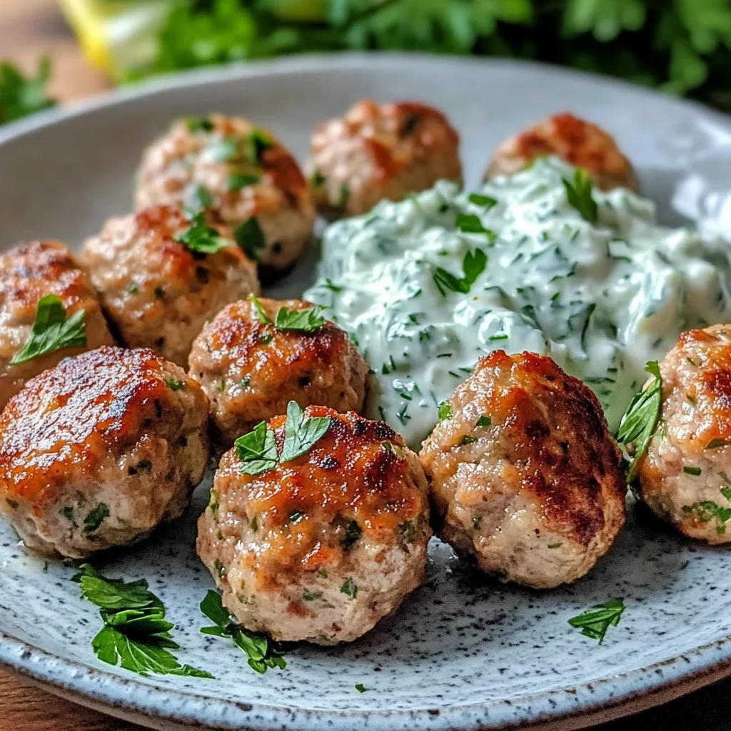 Greek Turkey Meatballs with Tzatziki