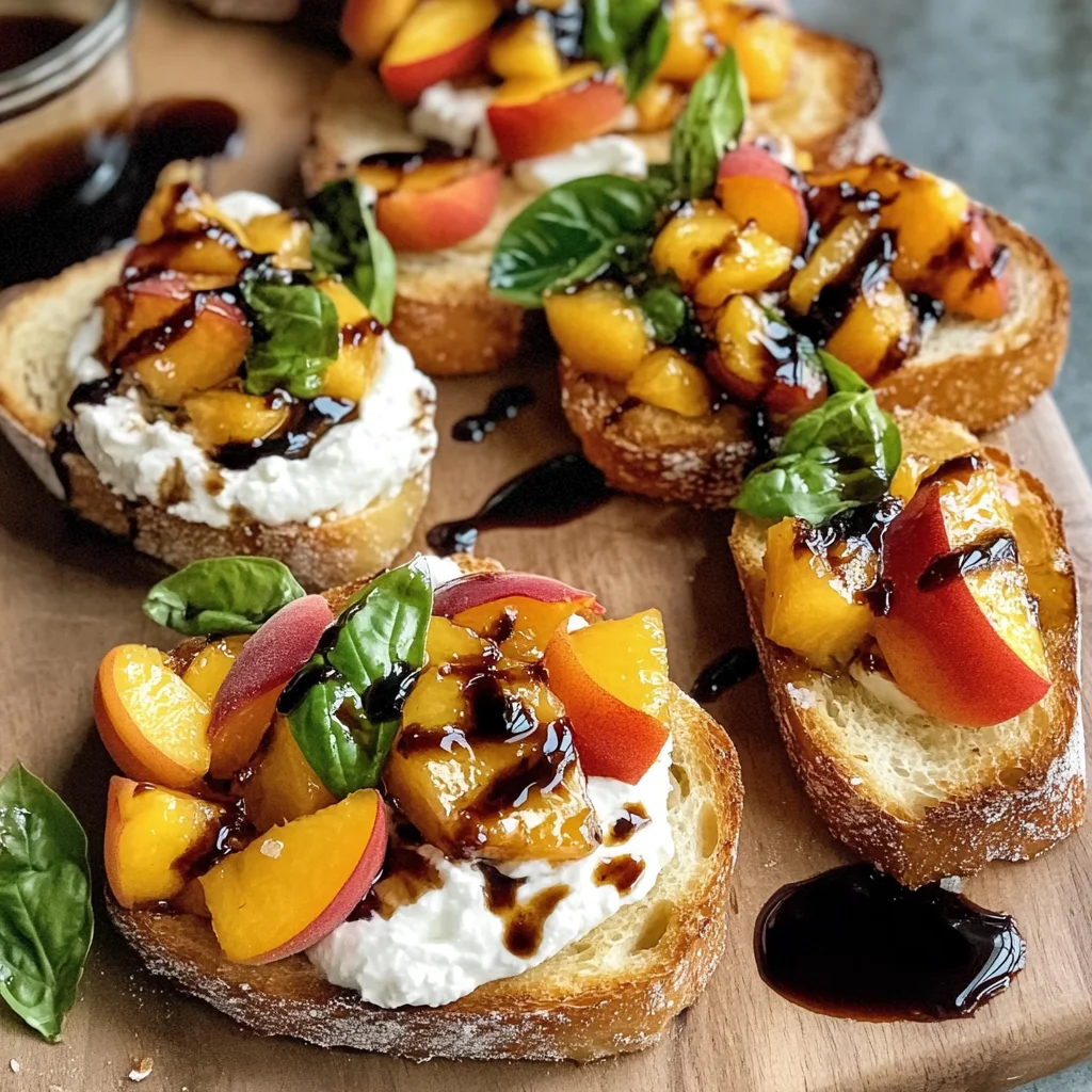 Quick Peach Bruschetta with Whipped Ricotta