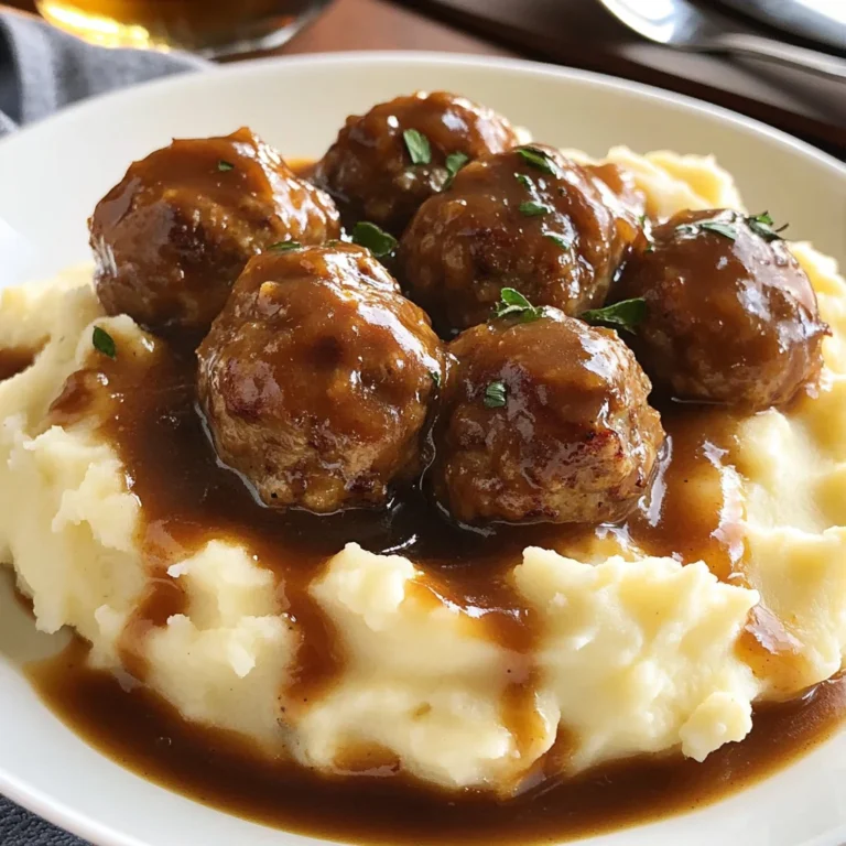 Salisbury Meatballs and Mashed Potatoes Recipe