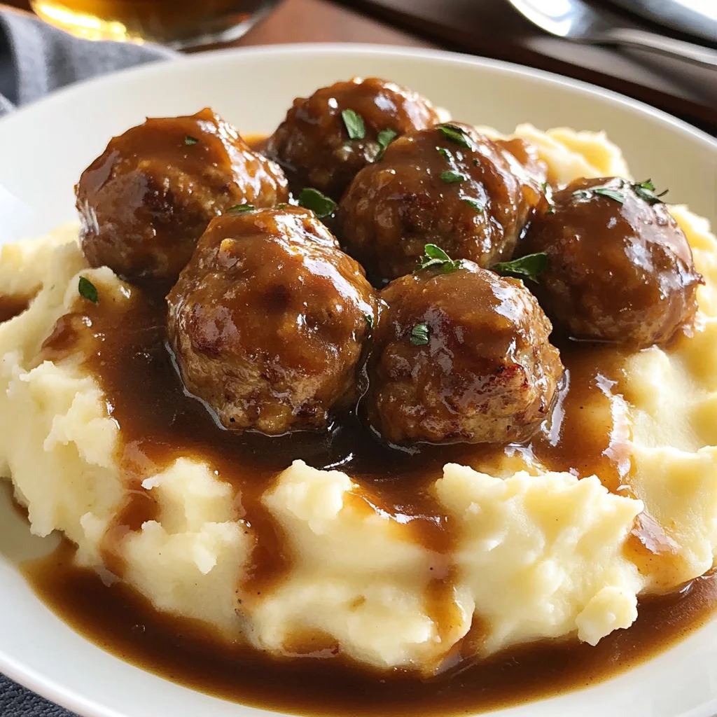 Salisbury Meatballs and Mashed Potatoes Recipe