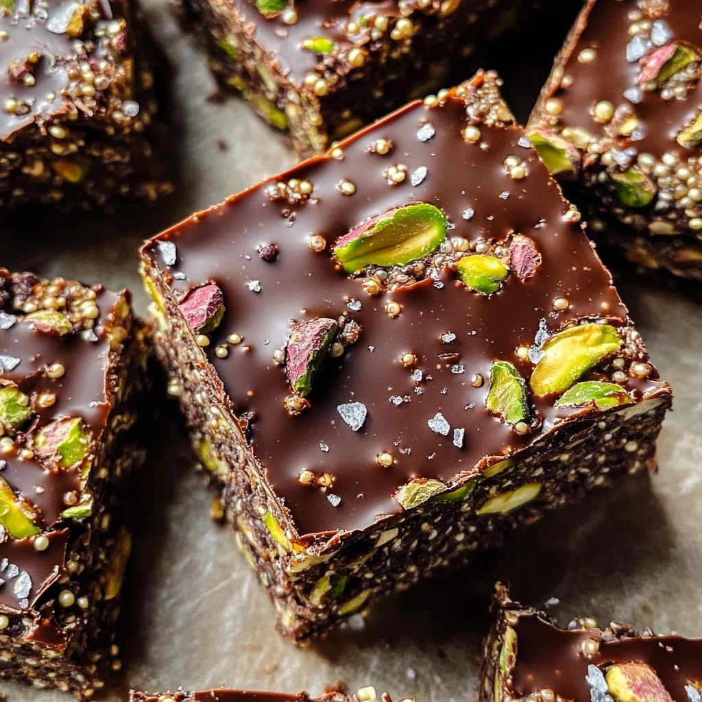Salted Dark Chocolate Pistachio Quinoa Crunch Bars