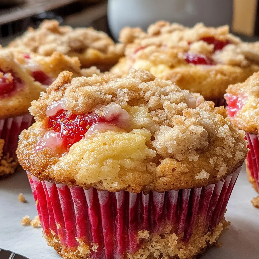 Strawberry Cream Cheese Muffins with Streusel Crumb Topping