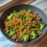 Teriyaki Ground Turkey, Broccoli and Peas