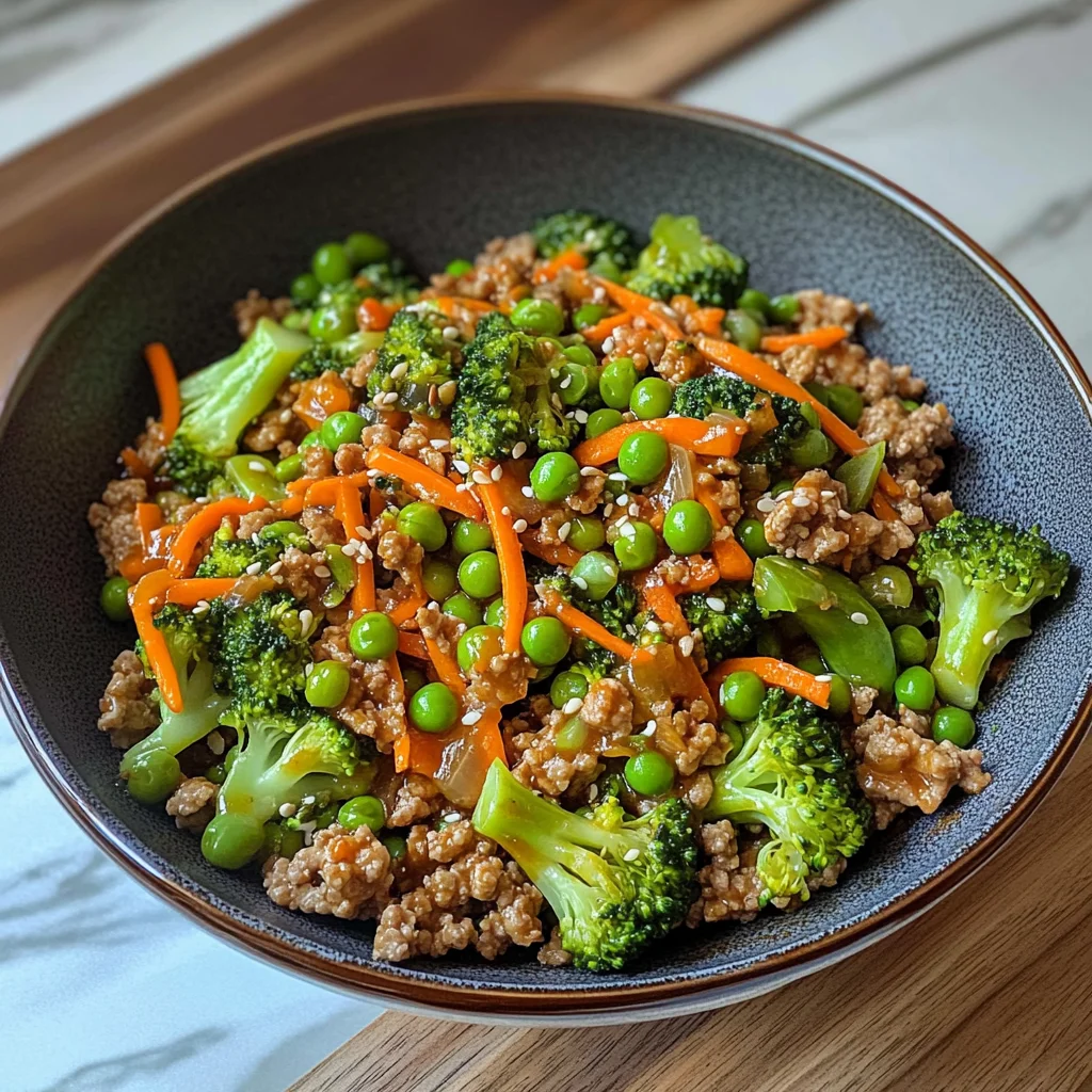 Teriyaki Ground Turkey, Broccoli and Peas