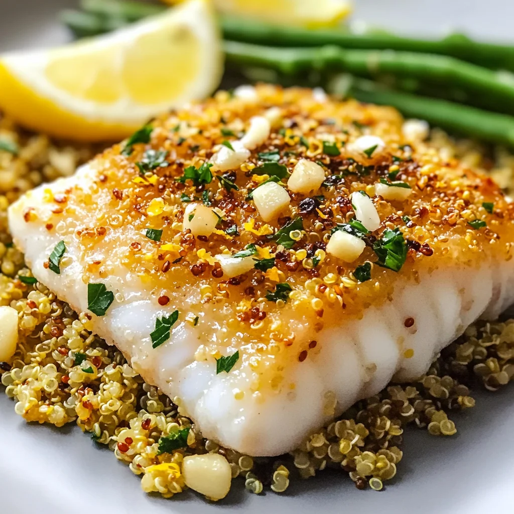 Garlic Lemon Cod with Crispy Quinoa Crust