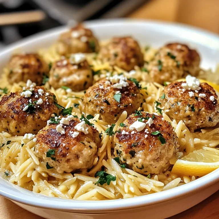 Greek Chicken Meatballs with Lemon Orzo