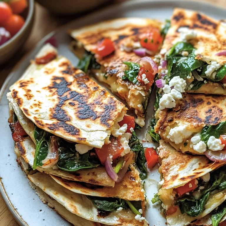 Mediterranean Quesadillas with Spinach, Feta, Mozzarella, and Red Onion