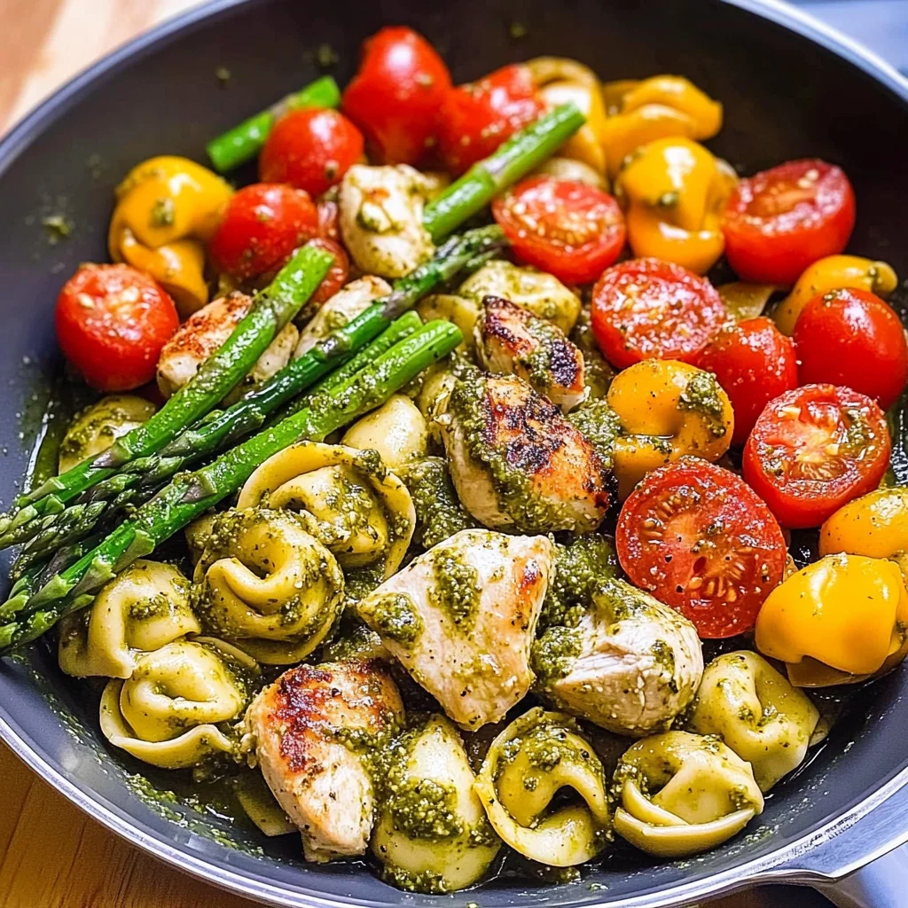 Pesto Chicken Tortellini and Veggies