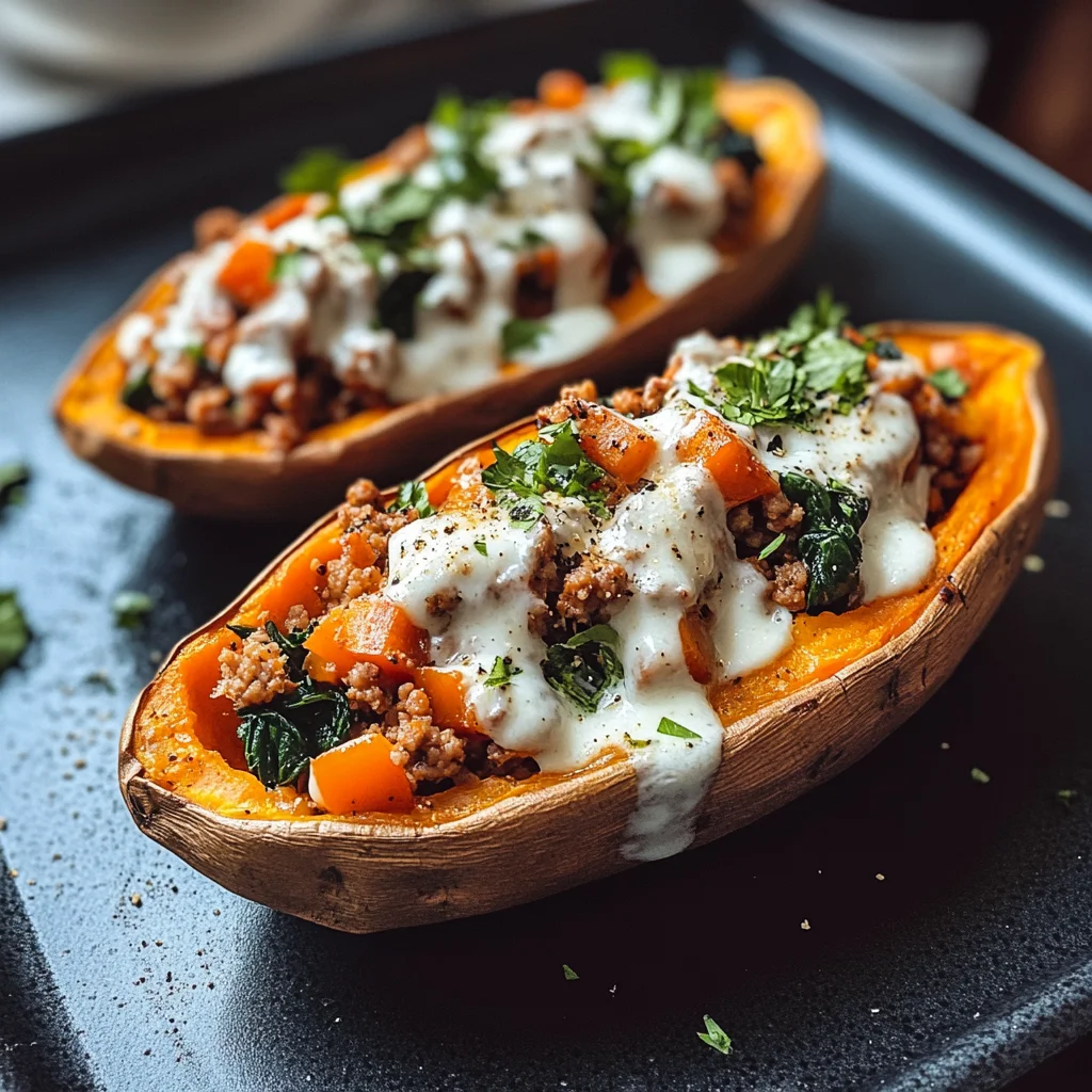 Protein loaded sweet potato boats