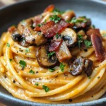 Pumpkin & Mushroom Spaghetti with Crispy Bacon