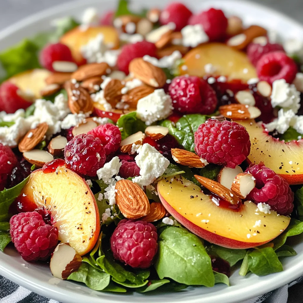 White Peach Raspberry Almond Salad