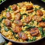 Creamy Chicken Sausage Orzo Skillet