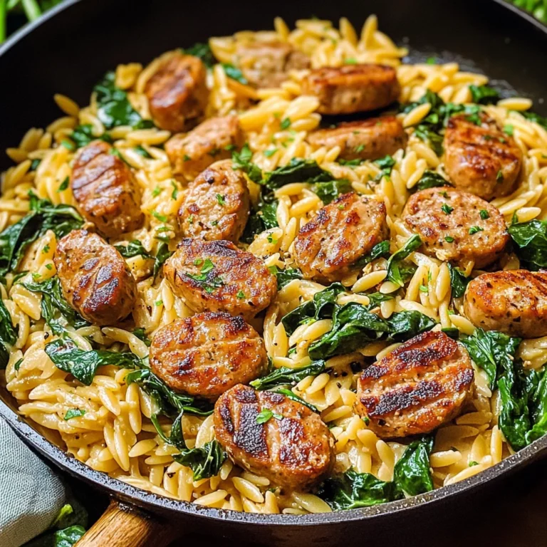 Creamy Chicken Sausage Orzo Skillet
