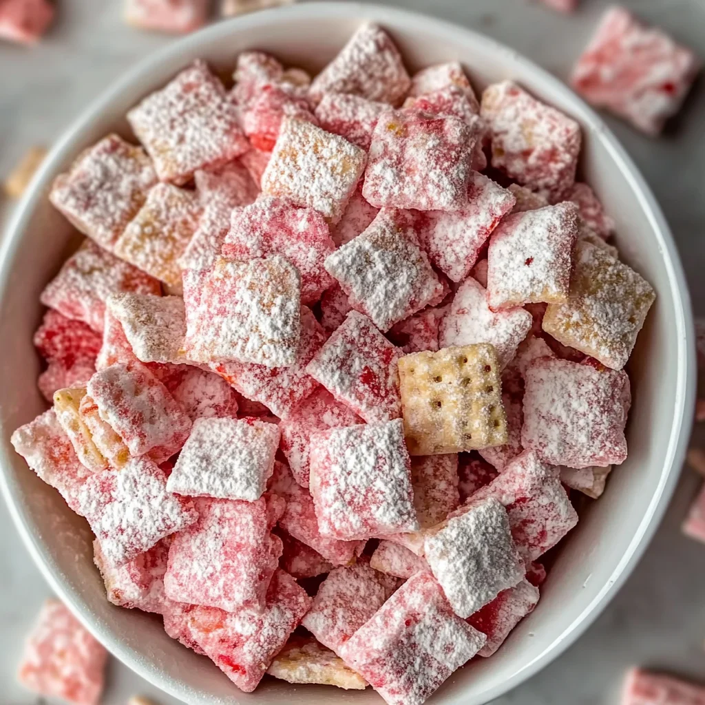 Easy Strawberry Shortcake Puppy Chow