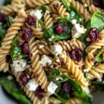 Nutritious Spinach Pasta Salad with Feta and Cranberries