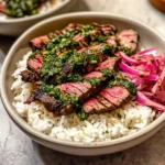 Skirt Steak Rice Bowls with Chimichurri Sauce
